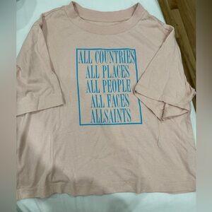 AllSaints pink tshirt with writing